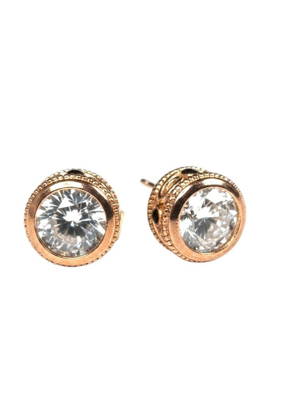 PAJ Sterling Silver Rose Gold Plated Cubic Zirconia Stud Earrings